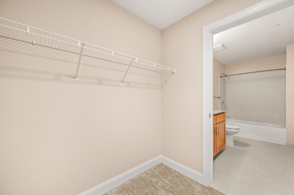 A room with a toilet and a walk-in shower.