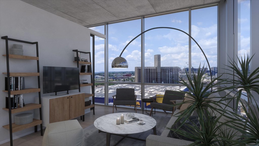 Living Room With TV  at One Foundry Way, St. Louis, Missouri