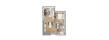 a floor plan of a bedroom with a bathroom and a living room at Bemiston Place Apartments, Clayton