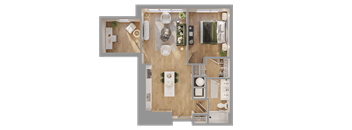 a floor plan of a house with a bedroom and a living room at Bemiston Place Apartments, Clayton, MO