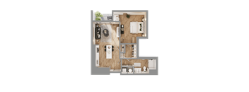 a floor plan of a house with a bedroom and a living room at Bemiston Place Apartments, Clayton, MO