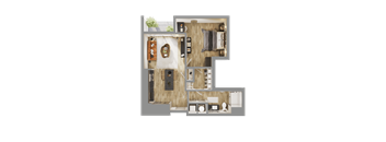a floor plan of a house with a bedroom and a living room at Bemiston Place Apartments, Clayton, MO 63105