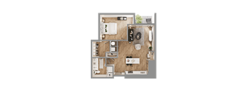 a floor plan of a house with a bedroom and a living room at Bemiston Place Apartments, Clayton, 63105