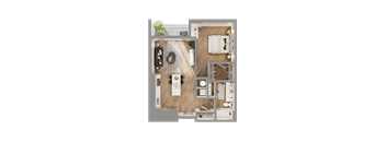 a floor plan of a house with a bedroom and a living room at Bemiston Place Apartments, Clayton Missouri 
