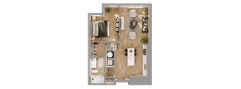a floor plan of a house with a bedroom and a living room at Bemiston Place Apartments, Clayton