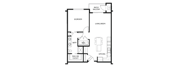 1 Bed 1 Bath Floor Plan at The Oasis at Hartman Lakes, Illinois, 62269