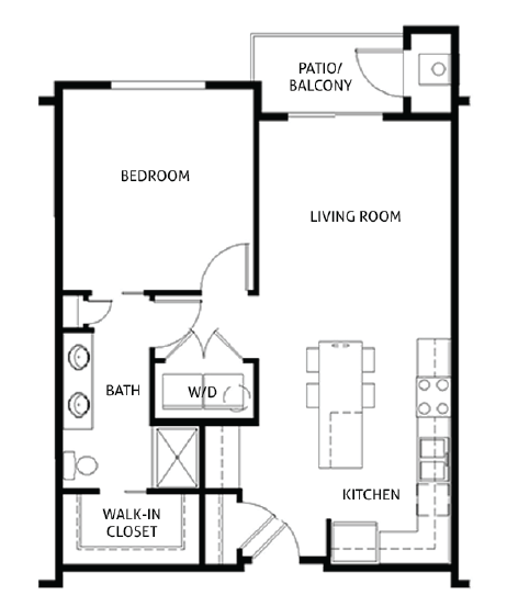 1 Bed 1 Bath Floor Plan at The Oasis at Hartman Lakes, Illinois, 62269