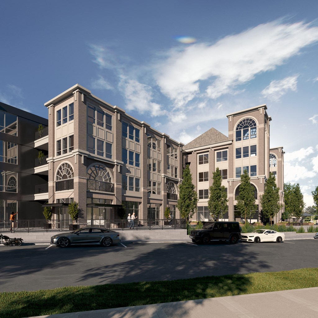 a rendering of an apartment building on a city street