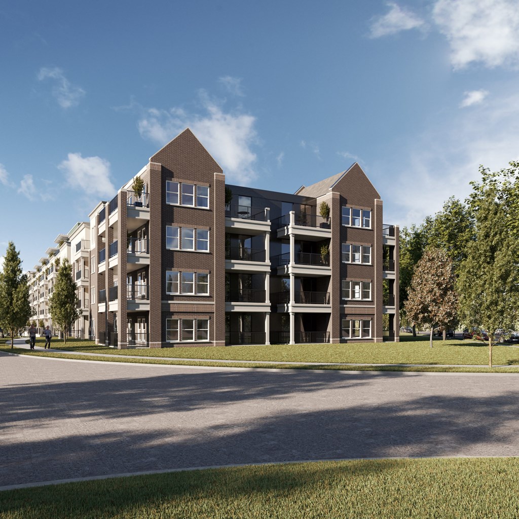 a rendering of an apartment building on a city street