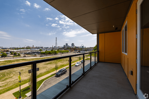 a balcony with a view of the city  at 2200 LaSalle, St Louis, 63104