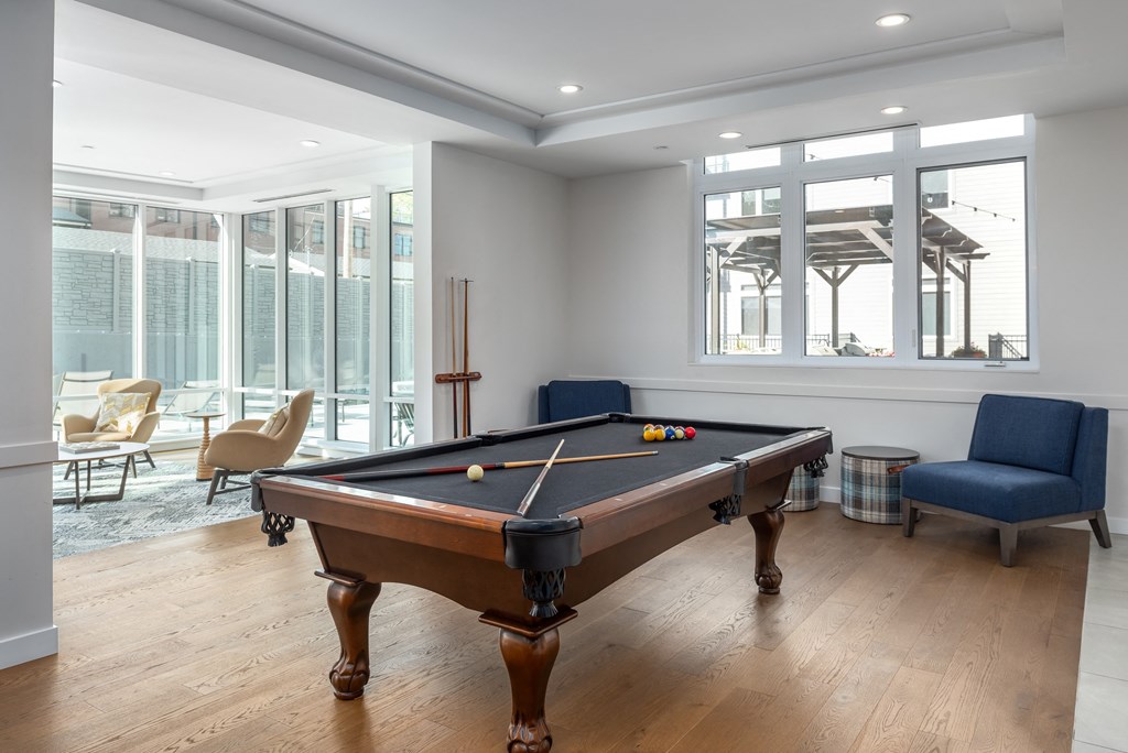clubroom with billiard table at 2200 LaSalle Apartments, Missouri