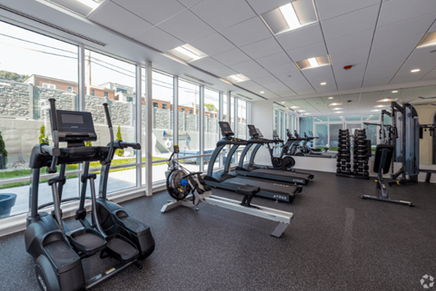 a photo of a gym with cardio equipment and windows at 2200 LaSalle, Missouri