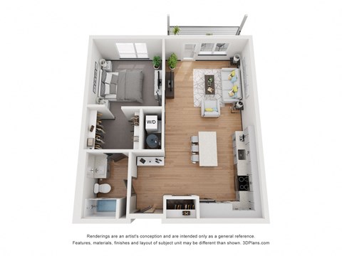 1 bed 1 bath 790 Sq. Ft. A4 Floor Plan at 2200 LaSalle, Missouri