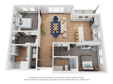 2 bed 2 bath 1,190 Sq. Ft. B6 Floor Plan at 2200 LaSalle, Missouri