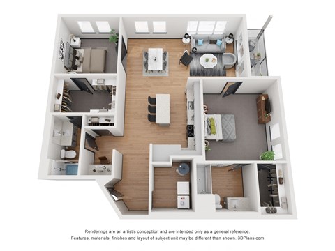 2 bed 2 bath 1,298 Sq. Ft. B8 Floor Plan at 2200 LaSalle, St Louis, MO, 63104