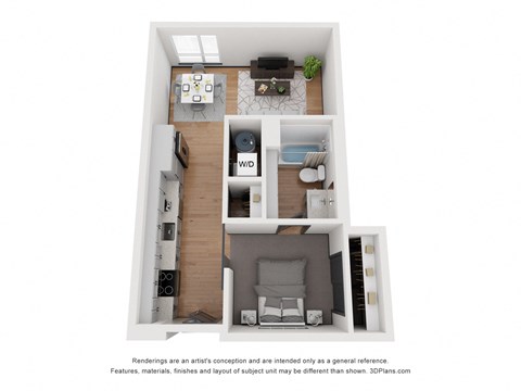 Studio 1 bath 541 Sq. Ft. S1 Floor Plan at 2200 LaSalle, St Louis, MO