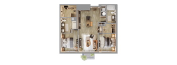 a 3d rendering of a floor plan of a house at Bemiston Place Apartments, Missouri, 63105