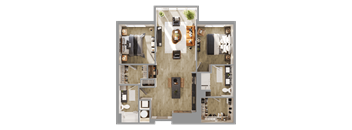 a 3d rendering of a floor plan of a house at Bemiston Place Apartments, Clayton, MO