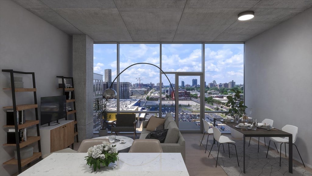 Living Room Interior at One Foundry Way, St. Louis, 63110