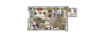 a floor plan of a house with a bedroom and a living room at Bemiston Place Apartments, Clayton