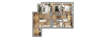 a floor plan of a house with a bedroom and a bathroom at Bemiston Place Apartments, Clayton Missouri