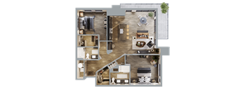 a floor plan of a house with a bedroom and a living room  at Bemiston Place Apartments, Clayton, MO 63105