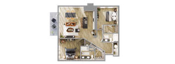 a 3d rendering of a floor plan of a house at Bemiston Place Apartments, Clayton, 63105