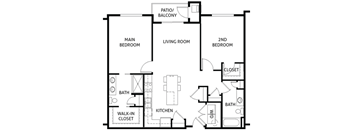 2 Bed 2 Bath Floor Plan at The Oasis at Hartman Lakes, Illinois