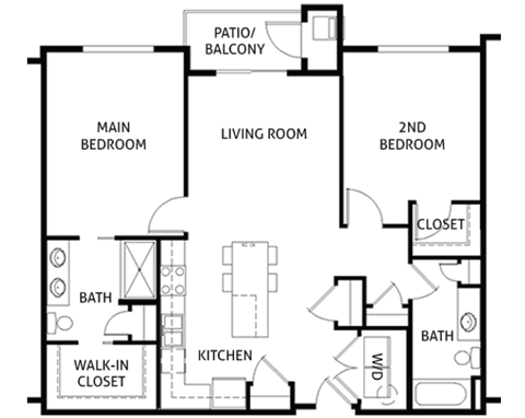 2 Bed 2 Bath Floor Plan at The Oasis at Hartman Lakes, Illinois