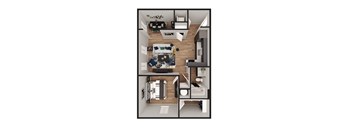 3D Floor Plan Cobalt at Pure Lowell, Lowell, AR