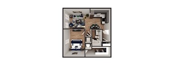 3D Floor Plan Nickel at Pure Lowell, Arkansas