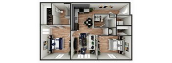 3D Floor Plan Sapphire at Pure Lowell, Lowell Arkansas