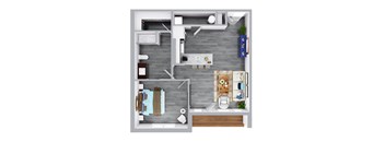 1 Bedroom Floor Plan at Heartland View Apartments, Wentzville, MO, 63385