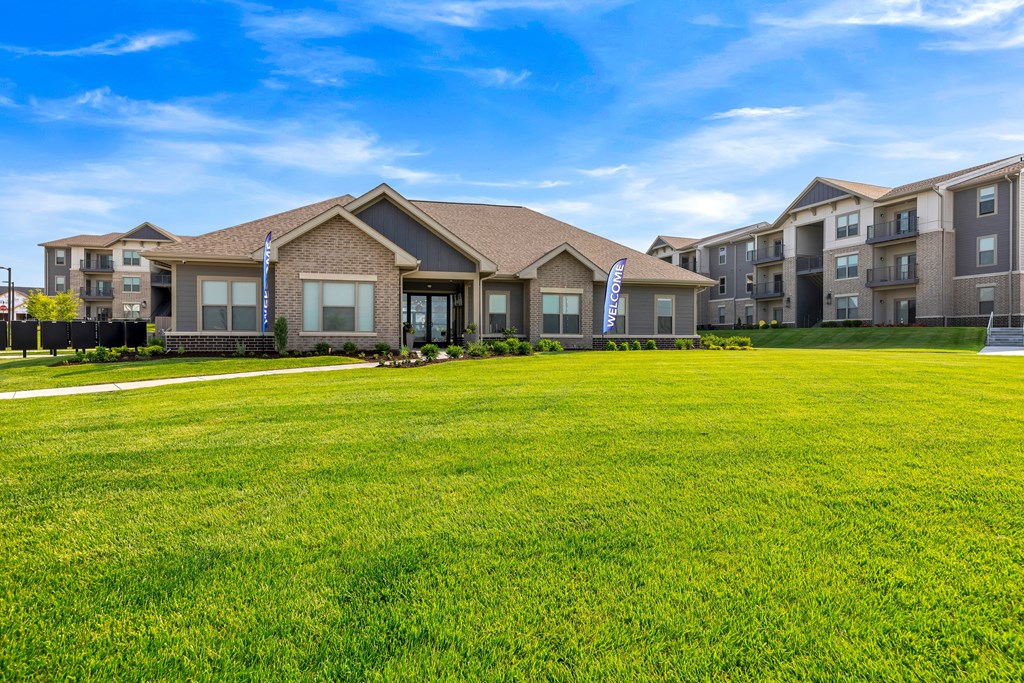 exterior view of The Prairie clubhouse at The Prairie Villas, Dardenne Prairie