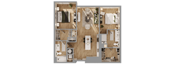 a 3d drawing of a floor plan of a house at Bemiston Place Apartments, Clayton, 63105