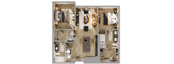 a 3d rendering of a floor plan of a house at Bemiston Place Apartments, Clayton Missouri