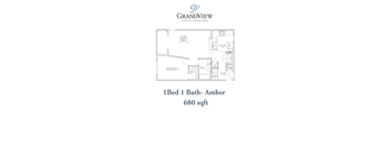 1 bed 1 bath floor plan at GrandView Flats and Townhomes, Indiana