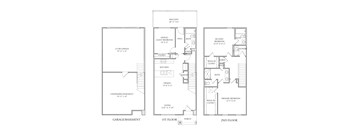 A floor plan of a two-story house with a garage and basement.