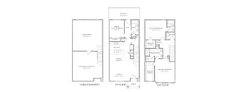 A floor plan of a two-story house with a garage and basement.