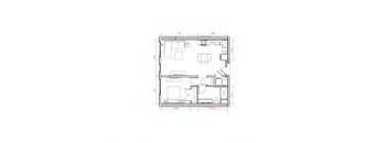 1  Bed   1  Bath   624 Sq. Ft. Barcelona IV - South A3c Floor Plan at Expo at Forest Park, Missouri