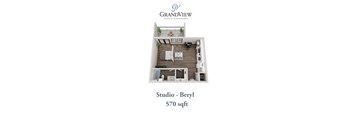 Studio 1 bath A at GrandView Flats and Townhomes, Granger, IN