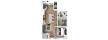 Collected 1  Bed   1  Bath   857 Sq. Ft. Floor Plan at Bold on the Blvd, St. Peters, MO