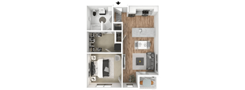 Intrepid 1  Bed   1  Bath   755 Sq. Ft. Floor Plan at Bold on the Blvd, Missouri, 63376
