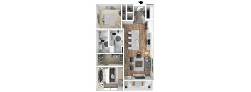 A series of images showing different layouts of a small apartment.