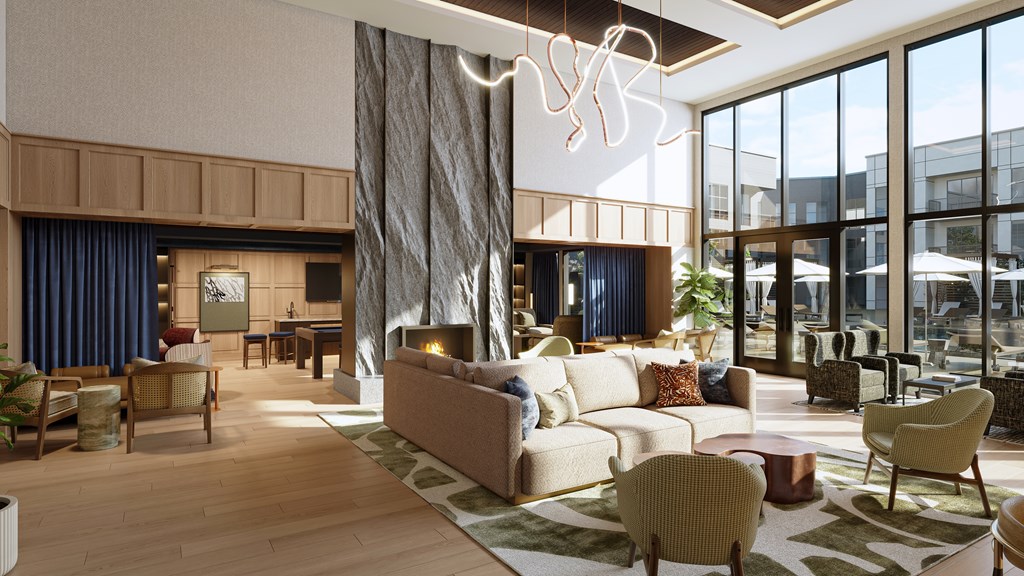 Elegant Clubroom with TV and Workspace