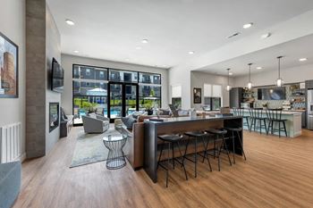 Spacious Clubhouse with Pool Table, TV's, Fireplace & Conversational Seating at The Prairie Villas, Dardenne Prairie, 63368