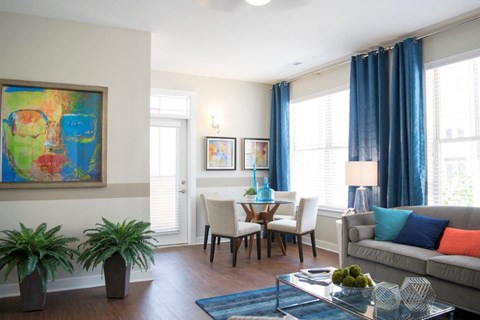 Open concept living and dining area at GrandView Flats and Townhomes Apartments, Granger