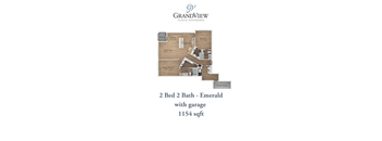 a floor plan of 2 bed 2 bath emerald with garage 1st floor
