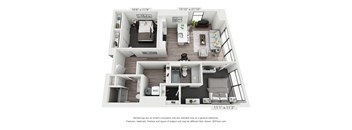 3d floorplan 1 bedroom w/ Den &1 bath