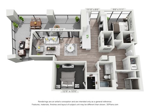 Cityview 221 2 bed 2 bath B at The Euclid, St Louis, MO, 63108